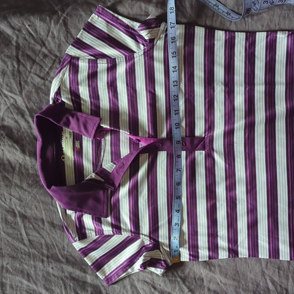 Golf style polo, purple and white stripes - Picture 9 of 9